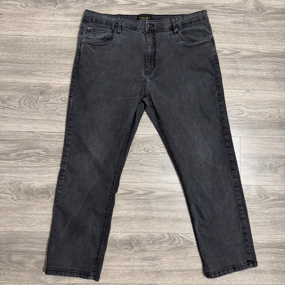 Urban Star Mens Straight Leg Jeans Faded‎ Black Denim 42x30 in Grunge Stretch